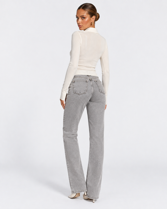 Vaqueros bootcut gris suave