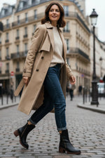 Bottes en Cuir à Talon Carré