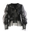Chaqueta de Piel Sintética y Malla