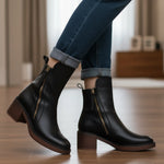 Bottes en Cuir à Talon Carré