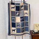 Poncho bufanda estampado ecuestre