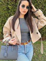 Chaqueta Corta de Gabardina con Cinturón