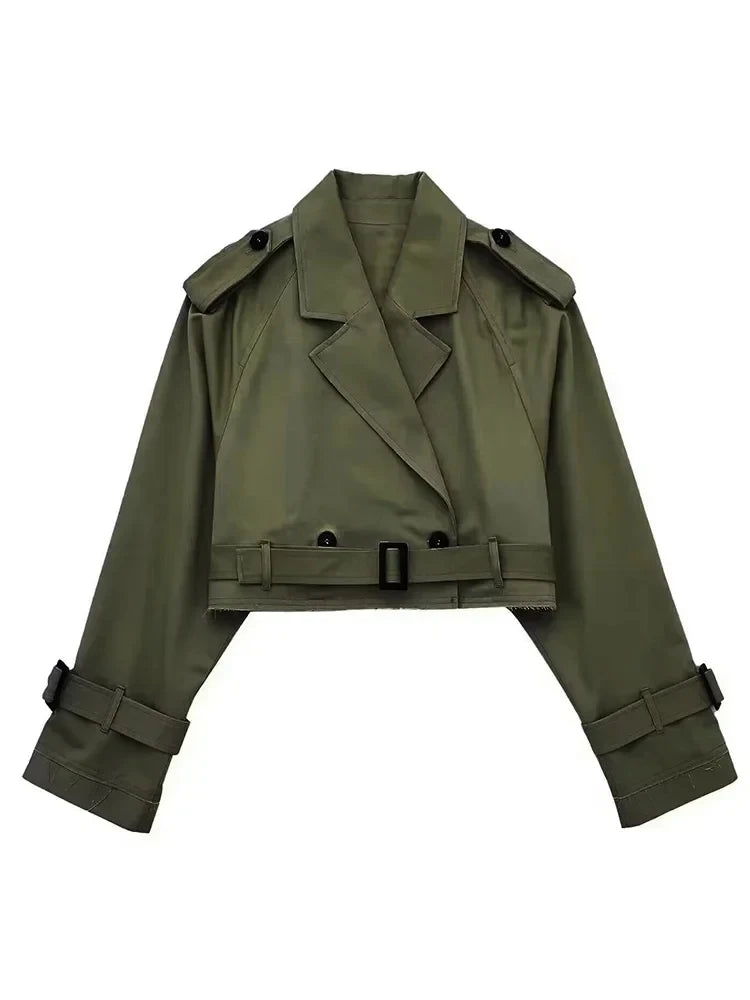 Chaqueta Corta de Gabardina con Cinturón
