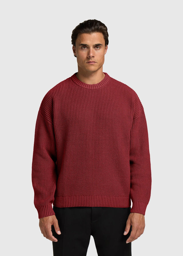 Jersey Cable Knit Rojo Oscuro