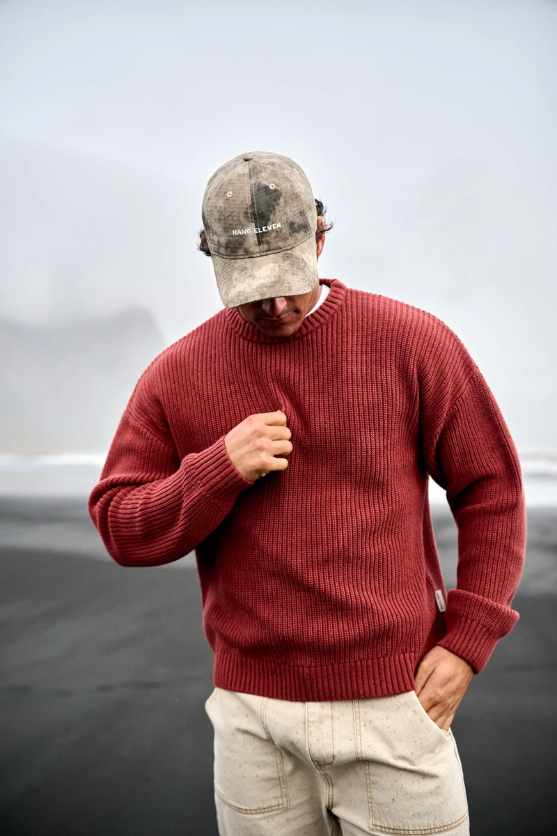 Jersey Cable Knit Rojo Oscuro