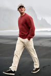 Jersey Cable Knit Rojo Oscuro