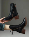 Bottes en Cuir à Talon Carré