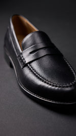 Mocasines de Cuero Negro Mono