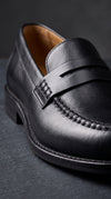 Mocasines de Cuero Negro Mono