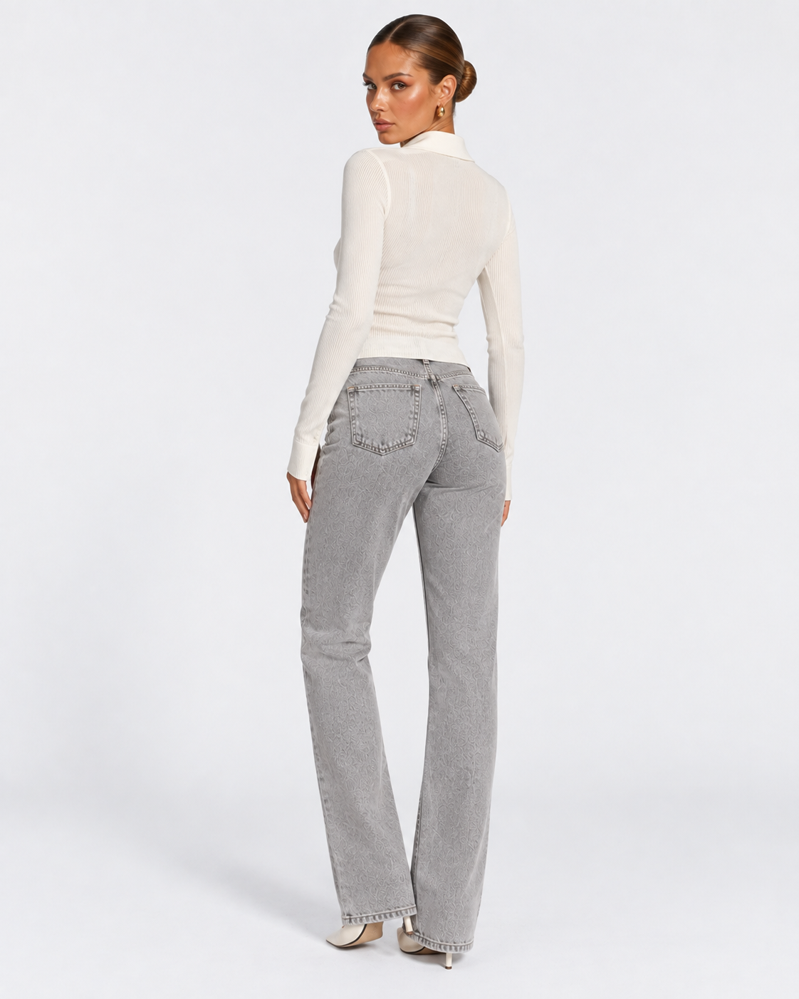 Vaqueros bootcut gris suave