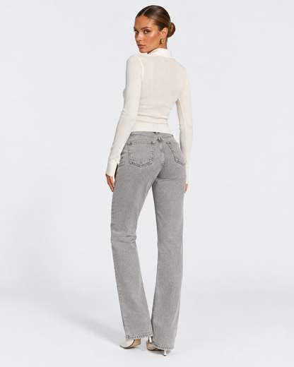 Vaqueros bootcut gris suave