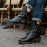 Bottes en Cuir à Talon Carré