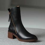 Bottes en Cuir à Talon Carré