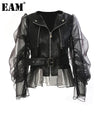 Chaqueta de Piel Sintética y Malla