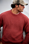 Jersey Cable Knit Rojo Oscuro