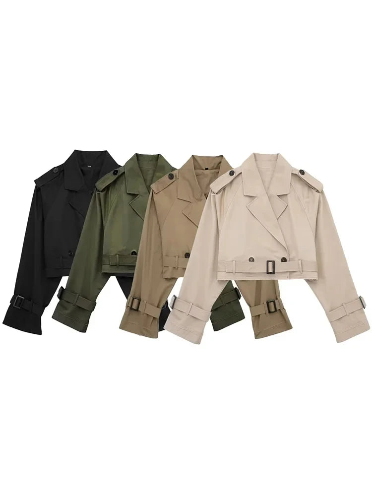 Chaqueta Corta de Gabardina con Cinturón